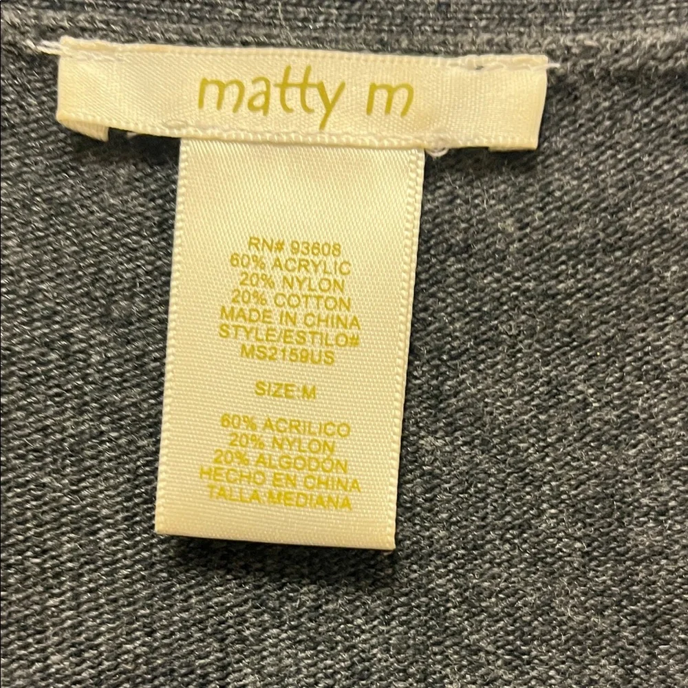 Matty M Charcoal Open-Front Long Cardigan - Picture 2 of 3